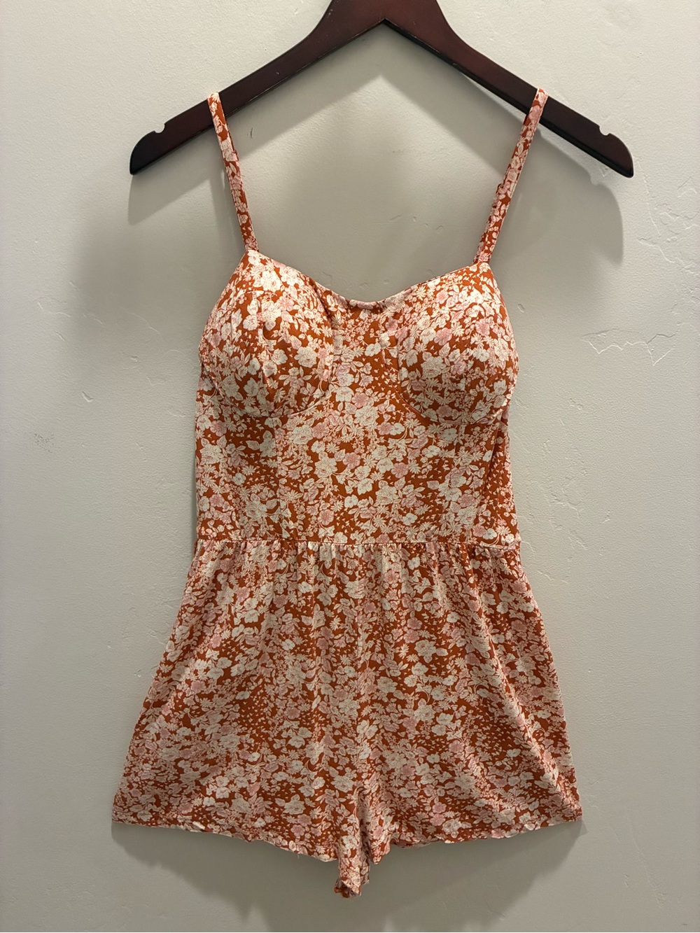 Lily Rose Orange and Cream Floral Camisole Romper